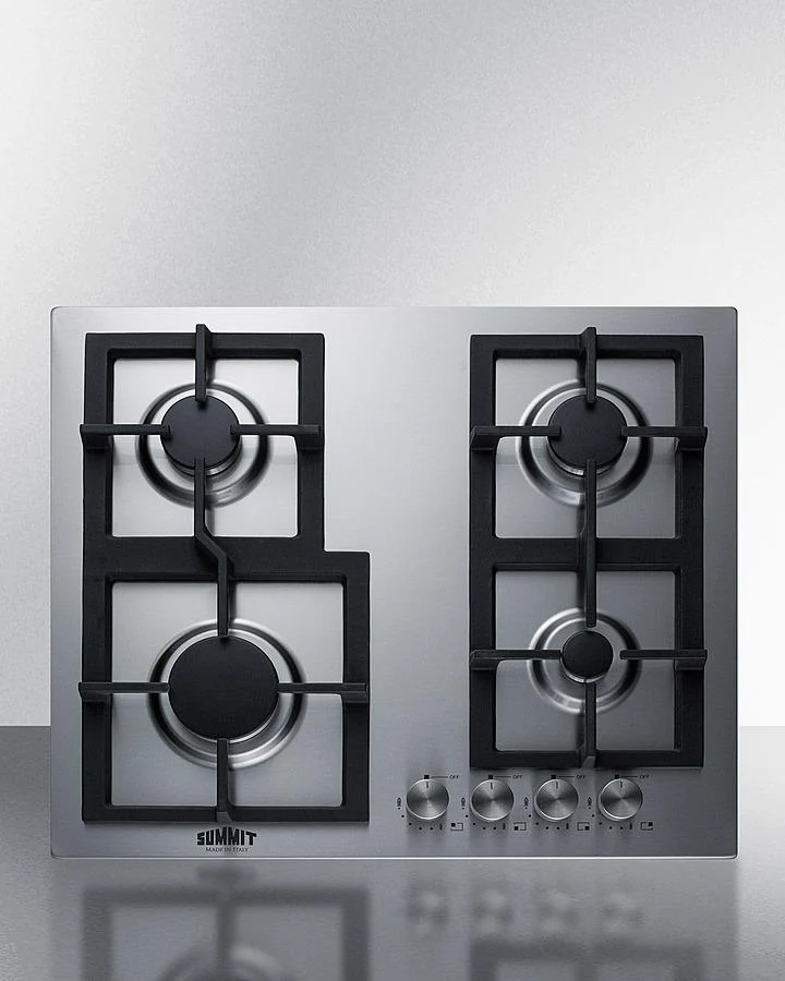 Summit GCJ4SS 24" Wide 4-burner Gas Cooktop In Stainless Steel