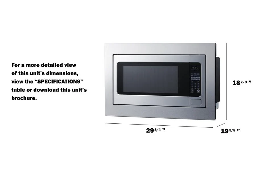 Summit SMBI27TK30 30" Wide Built-in Microwave (trim Kit Included) - Image 6