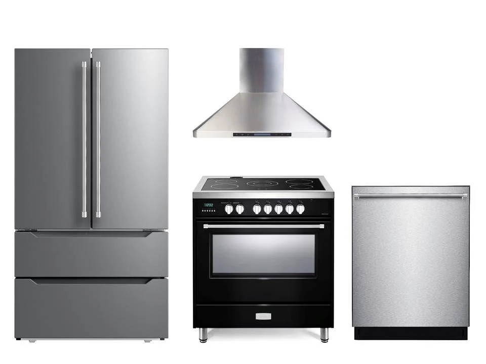 Verona VDFSEE365GB Designer 36" Electric Glass Top Range - Gloss Black - Image 2