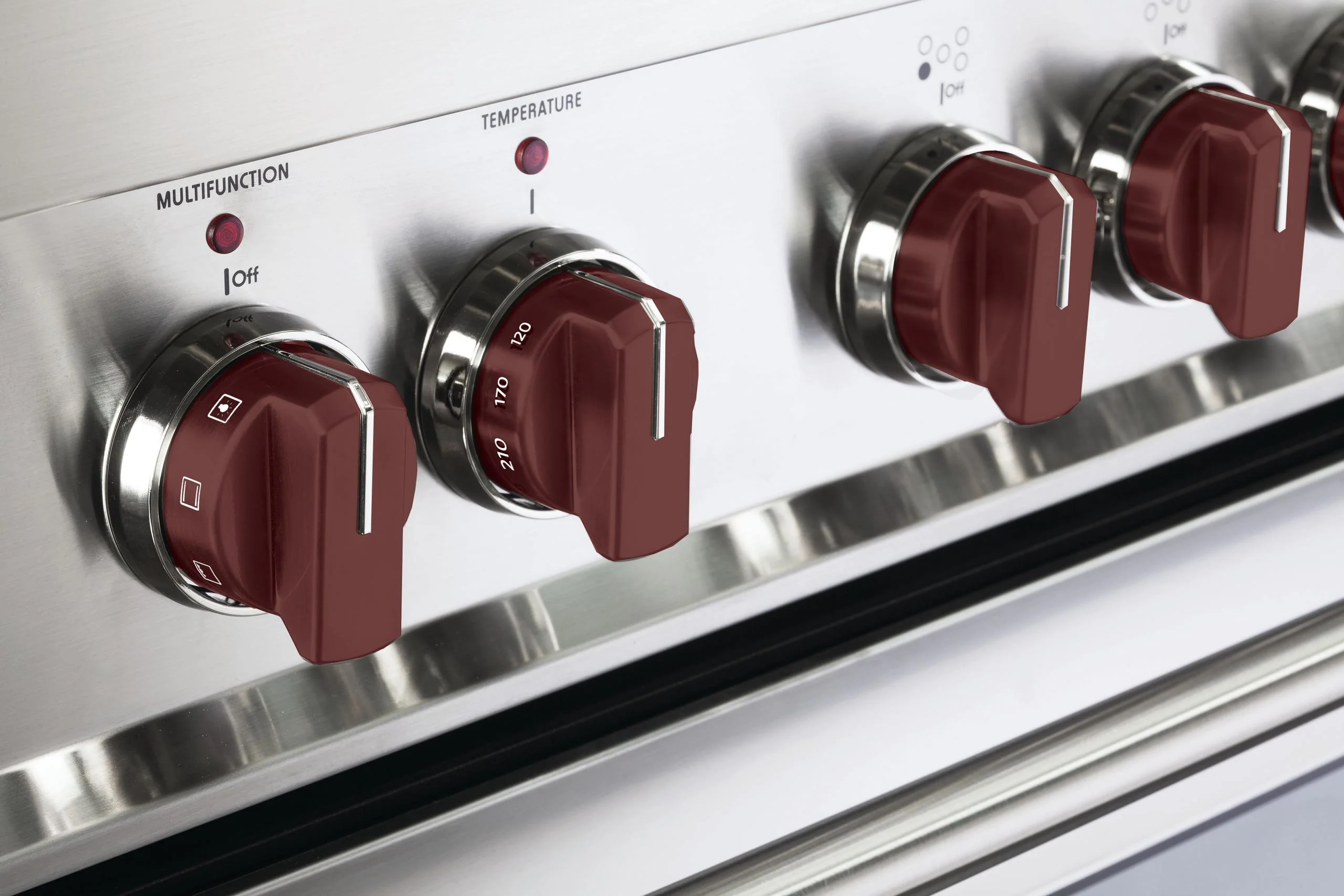Verona VEKNDEESBU Color Knob Set for Designer Single Oven Electric Range - Burgundy