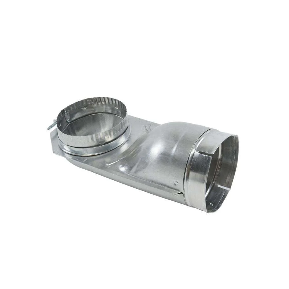 Whirlpool 4396005 4.5" Silver Dryer Exhaust Wall Elbow with 90-degree offset, snap-lock fittings, and rotating collars. - Image 2