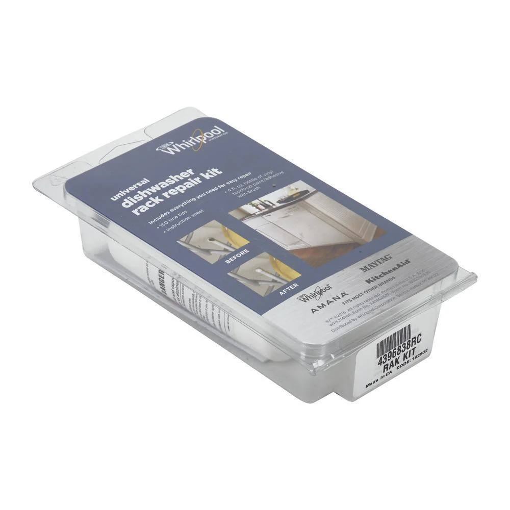 Whirlpool 4396838RC Dishwasher Rack Repair Kit with White Tine Tips and Vinyl Touch-up Paint - Repairs Two Racks and Cover Scratches