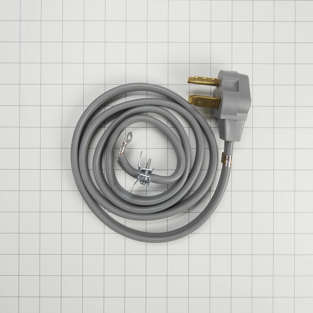 Whirlpool 8171378RC 6' Gray Electric Dryer Power Cord with 30-amp, 3-Wire, right-angle plug, and adjustable strain relief bracket - Image 3