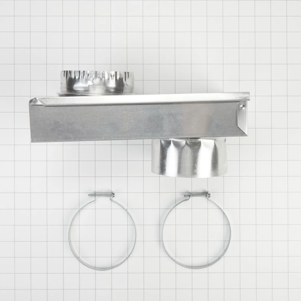 Whirlpool 8171587RP 0"-5" Dryer Exhaust Periscope Kit for 2.5" clearance, with 1 male fitting, 1 extra-long draw band collar, and 2 clamps - Image 3
