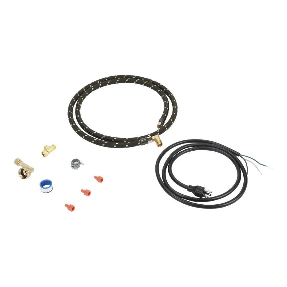 Whirlpool 8212488RC Dishwasher Water Line Installation Kit with 6' braided hose, 3/8" compression fitting, washers, and 5' 3-prong cord