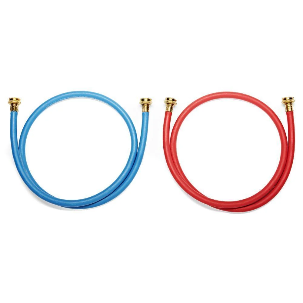 Whirlpool 8212545RP 5' Rubber washer fill hoses rated 1000 PSI with 2 female connections and built-in O-Rings - 2 pack