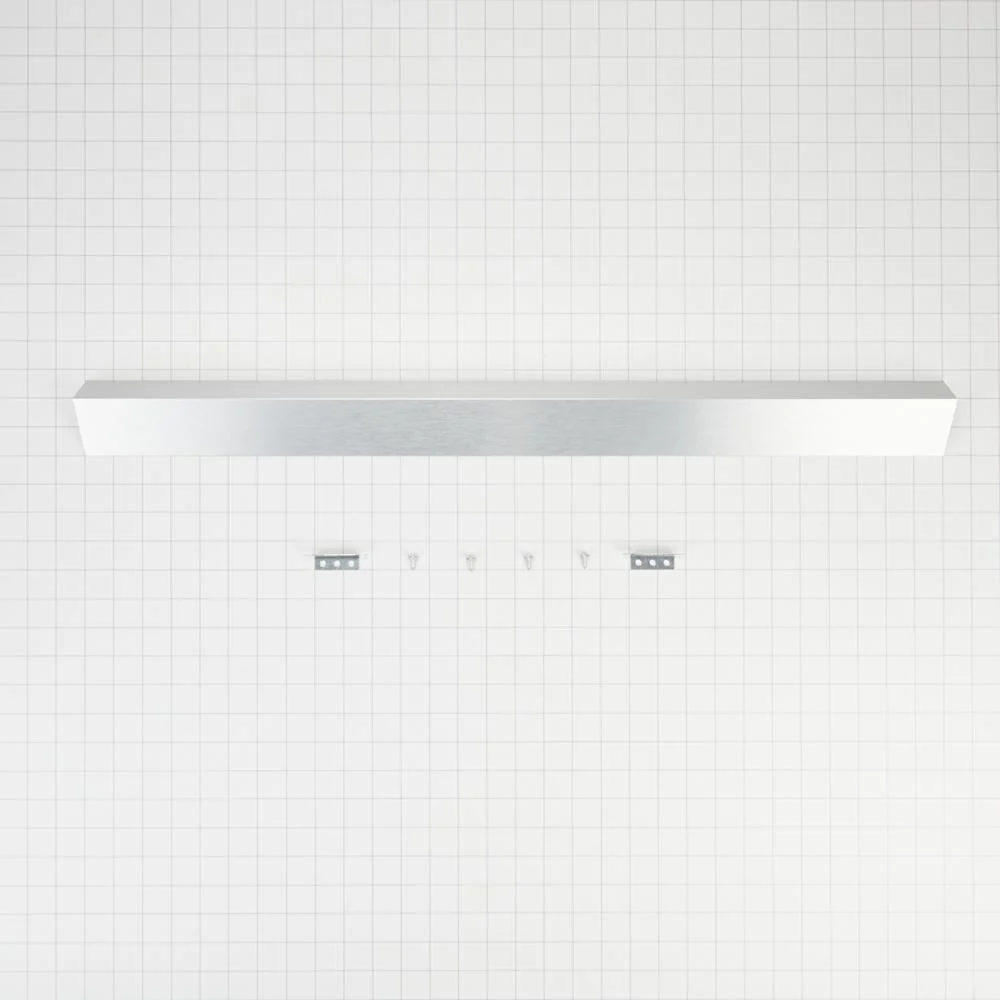 Whirlpool W10113901A Slide-in Range Rear Filler Kit, Stainless Steel, with (1) triangular fill strip, (2) mounting brackets, and two screws - Image 2
