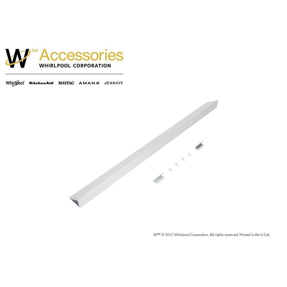 Whirlpool W10113901A Slide-in Range Rear Filler Kit, Stainless Steel, with (1) triangular fill strip, (2) mounting brackets, and two screws - Image 9