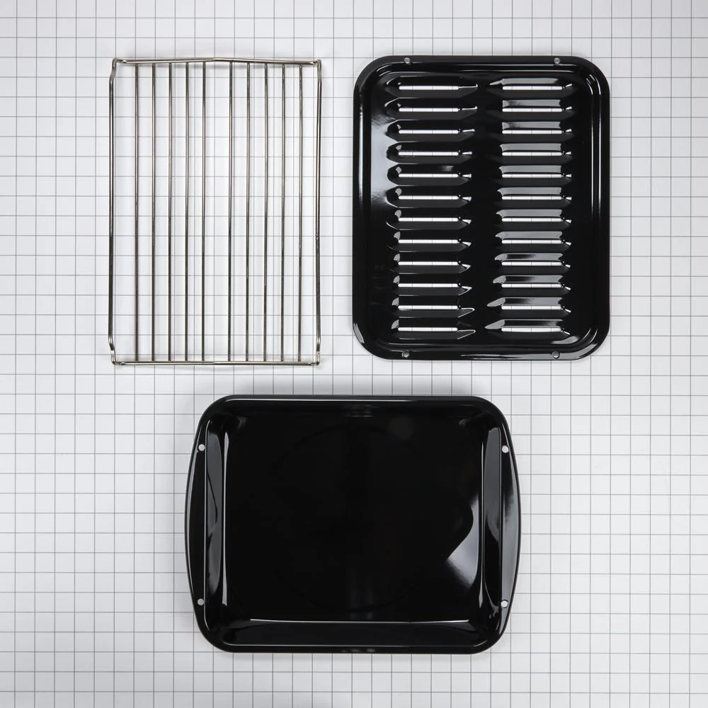 Whirlpool W10123240 Premium Range Porcelain Broiler Pan and Roasting Rack - Grey (Includes Pan and Grid) - Image 2