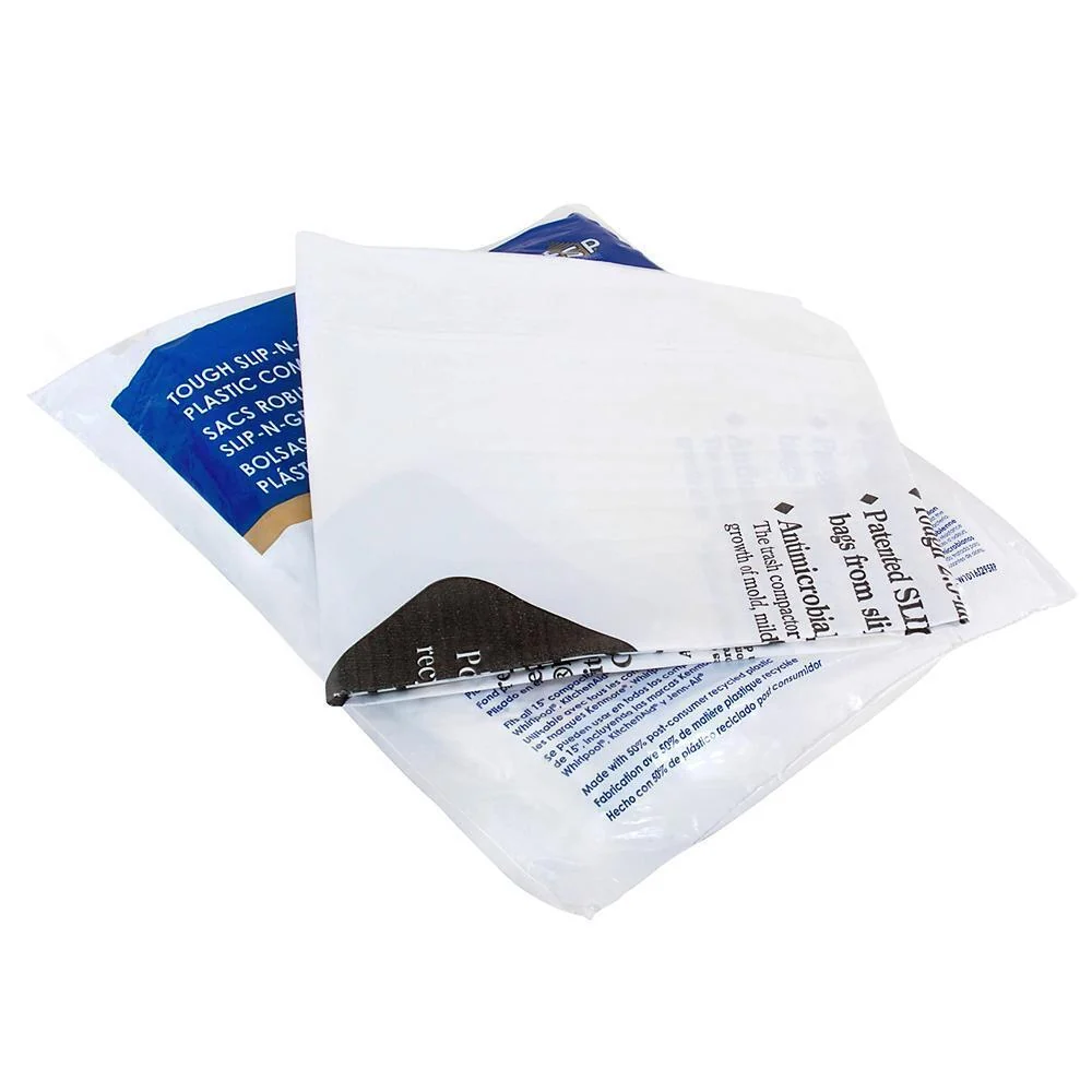 Whirlpool W10165295RP Heavy-Duty Plastic Compactor Bags (15-Pack) - White with Odor Remover for 15-IN Compactor Models