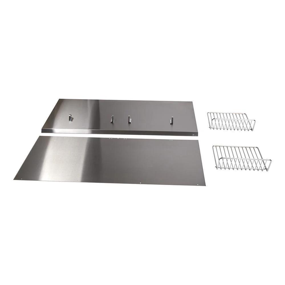 Whirlpool W10285449 48" Range Hood Backguard Kit with Dual Position Shelf, Stainless Steel, fits JXW9048WP, Size: 20" H