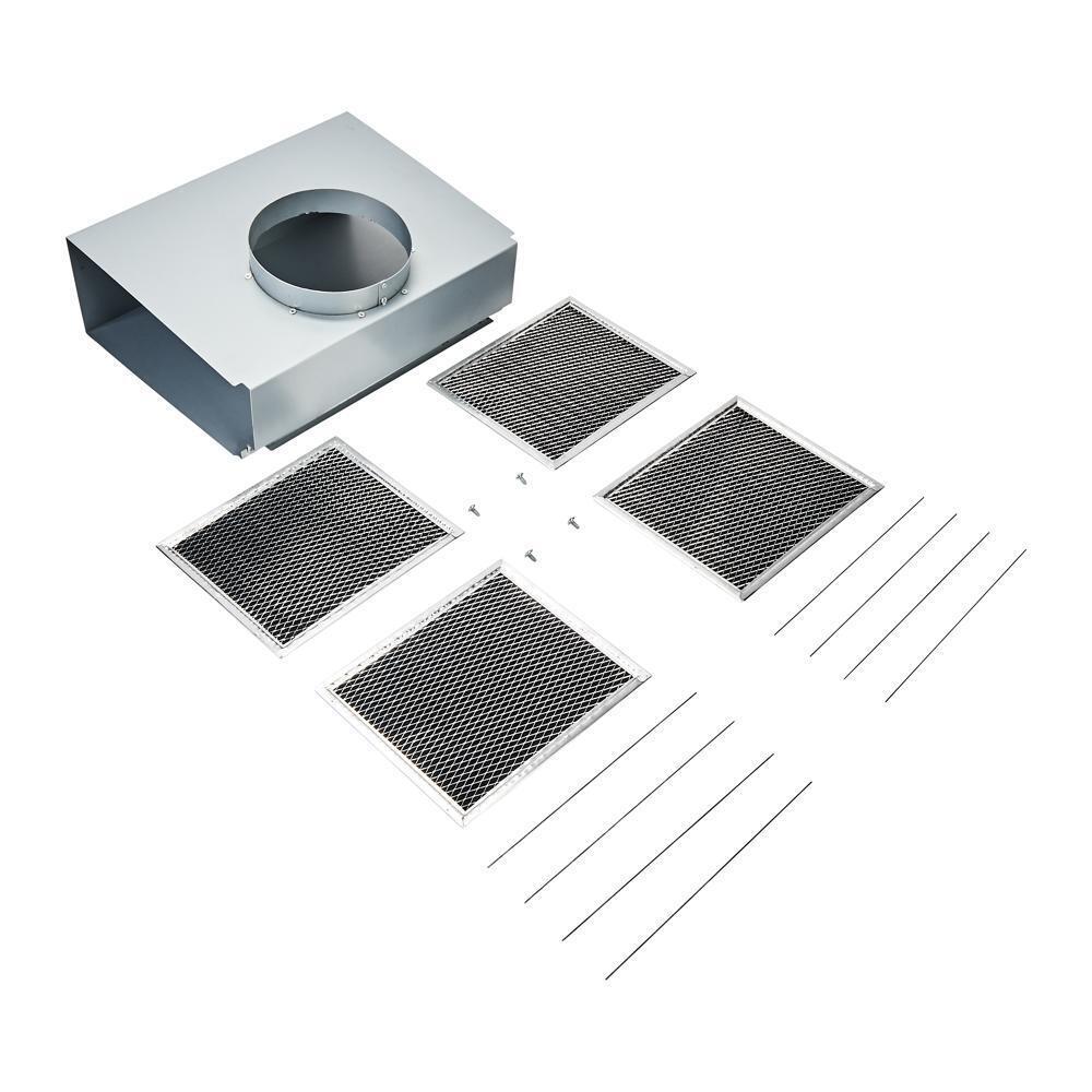 Whirlpool W11430925 Range Hood Wall Recirculation Kit with 2 Charcoal Filters, 4 Clips, and a Deflector Damper - Silver