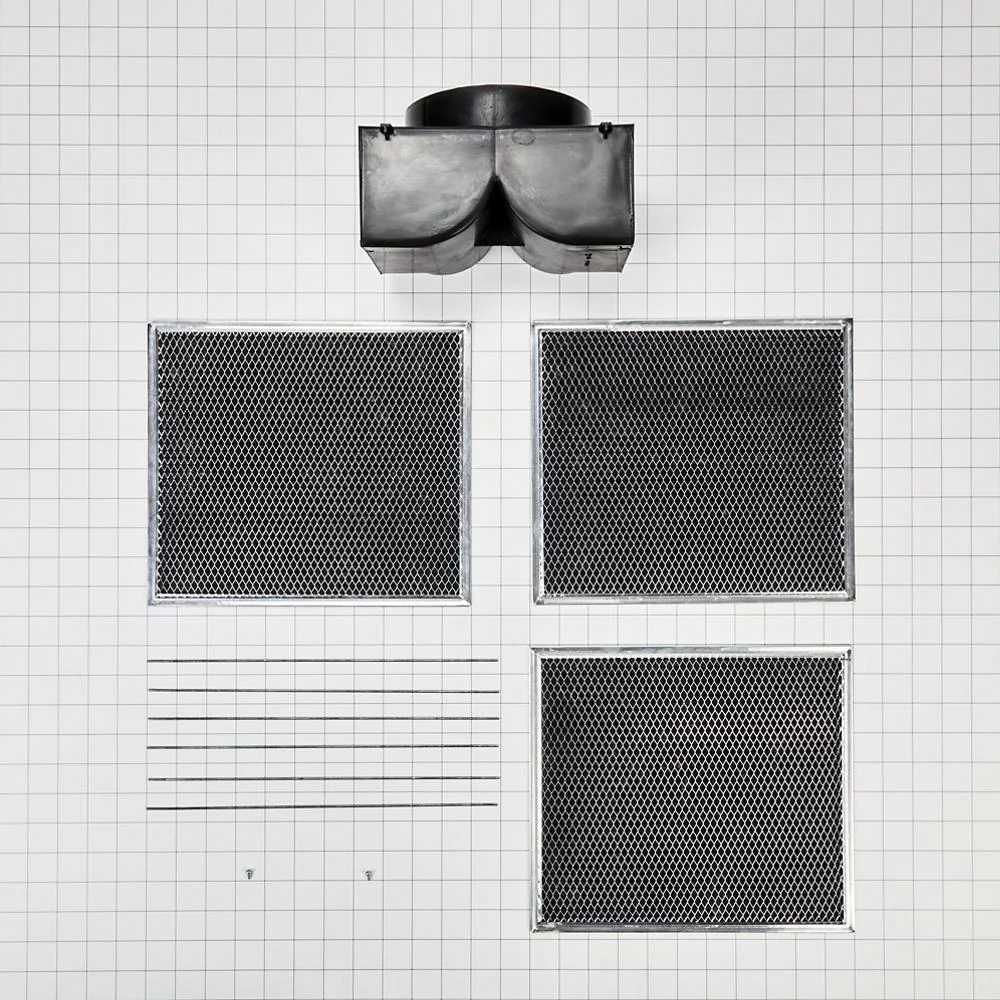 Whirlpool W11430940 Range Wall Hood Recirculation Kit - Silver (Includes Two Charcoal Filters, Four Rod-Style Clips, and One Deflector Damper) - Image 5