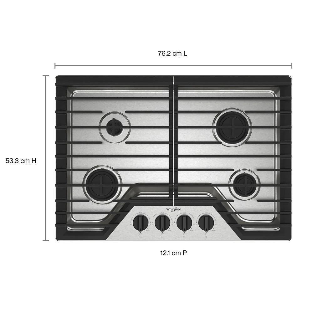 Whirlpool WCGK3030PS 30-inch Gas Cooktop with SpeedHeat™ Burners - Image 5
