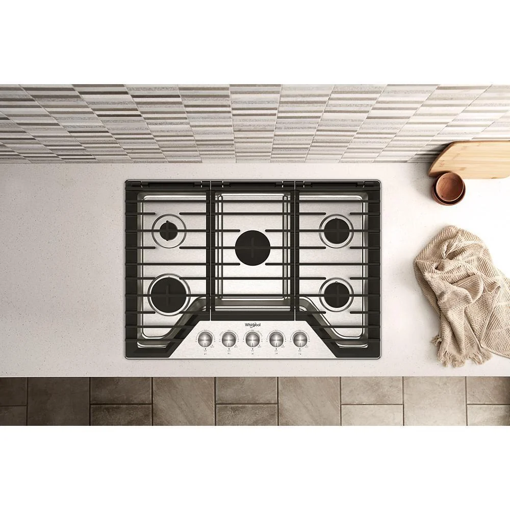 Whirlpool WCGK7030PS 30-inch Gas Cooktop with 5 Burners and EZ-2-Lift™ Hinged Cast-Iron Grates - Image 20