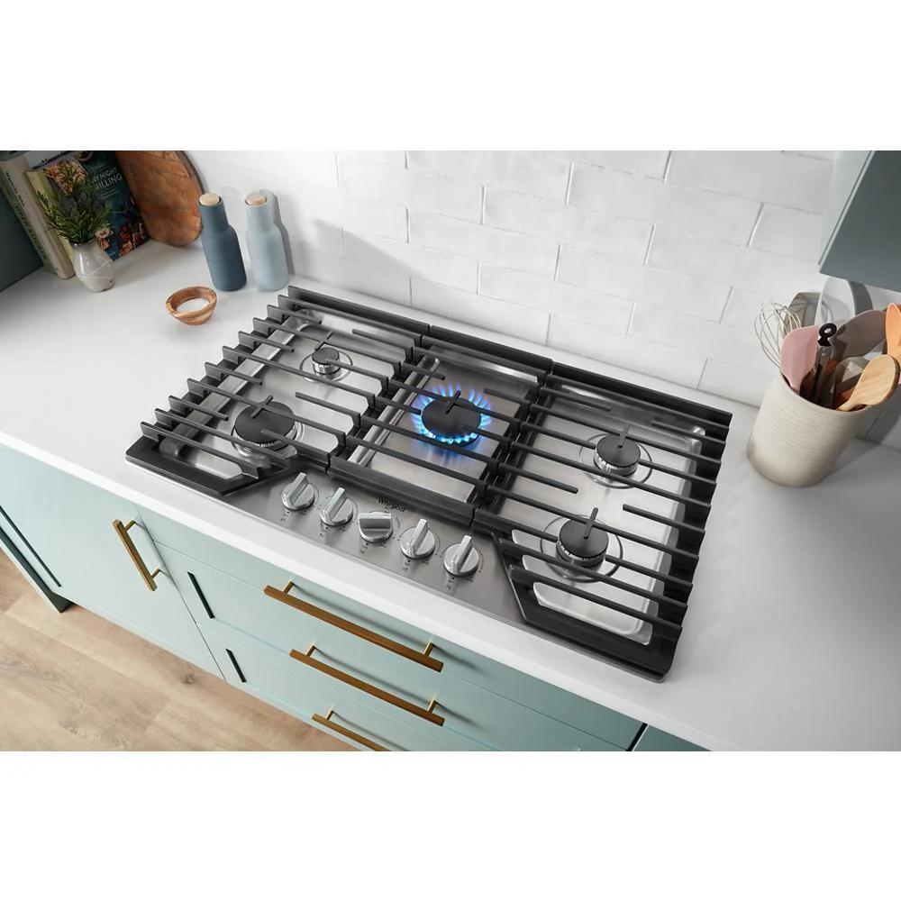 Whirlpool WCGK7030PS 30-inch Gas Cooktop with 5 Burners and EZ-2-Lift™ Hinged Cast-Iron Grates - Image 8