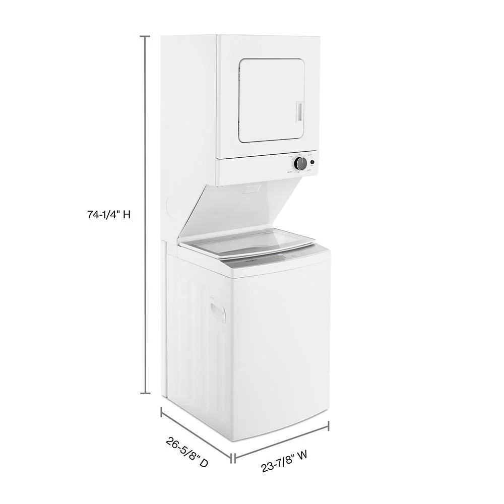 Whirlpool WET4024HW 1.6 cu.ft Electric Stacked Laundry Center 6 Wash cycles and AutoDry™ - Image 5