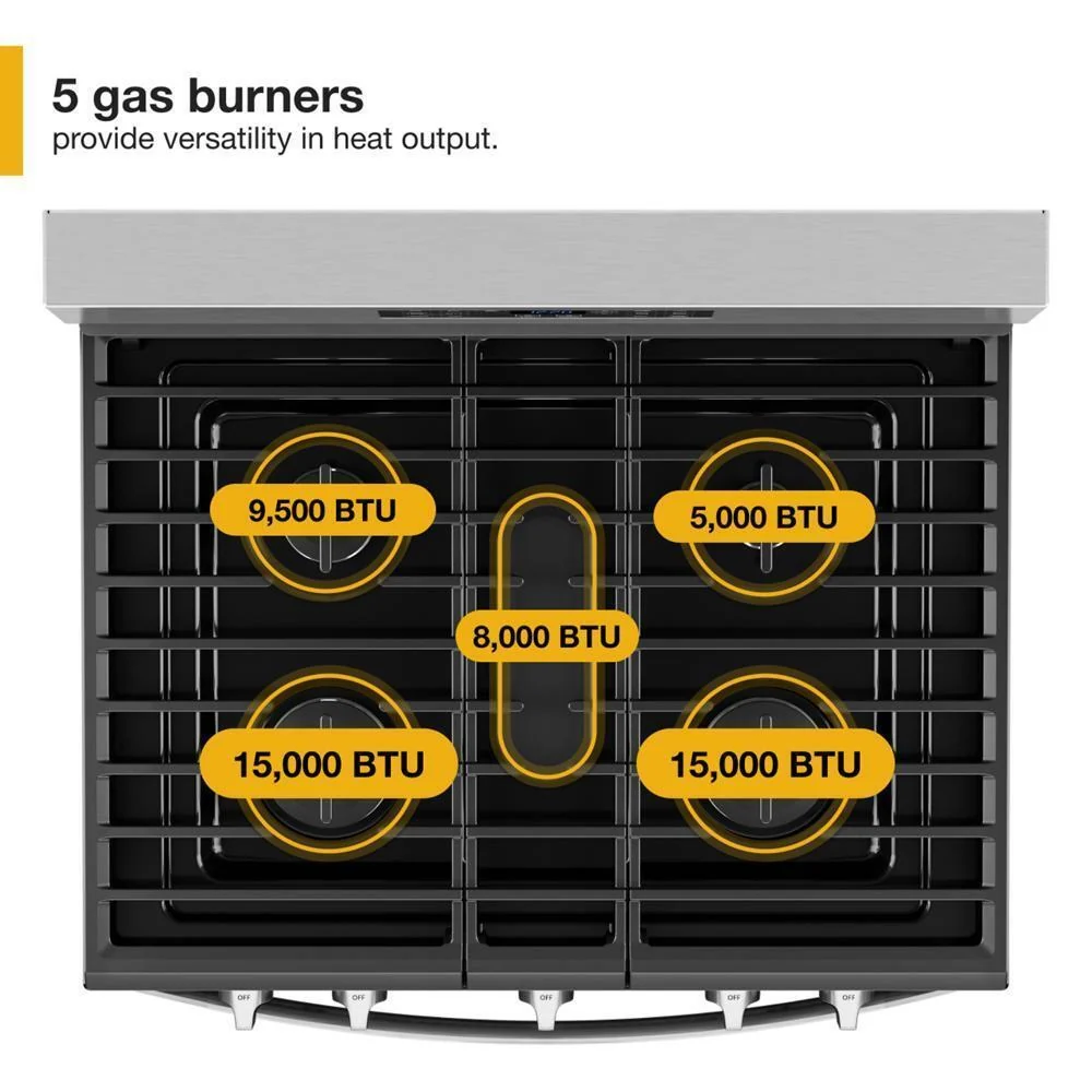 Whirlpool WFGS4530SB 30-inch Gas Range with Air Cooking Technology and Steam Clean - Image 4