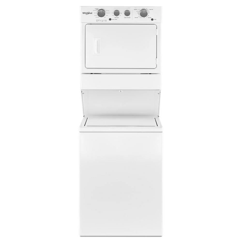 Whirlpool WGTLV27HW 3.5 cu.ft Long Vent Gas Stacked Laundry Center 9 Wash cycles and Wrinkle Shield™