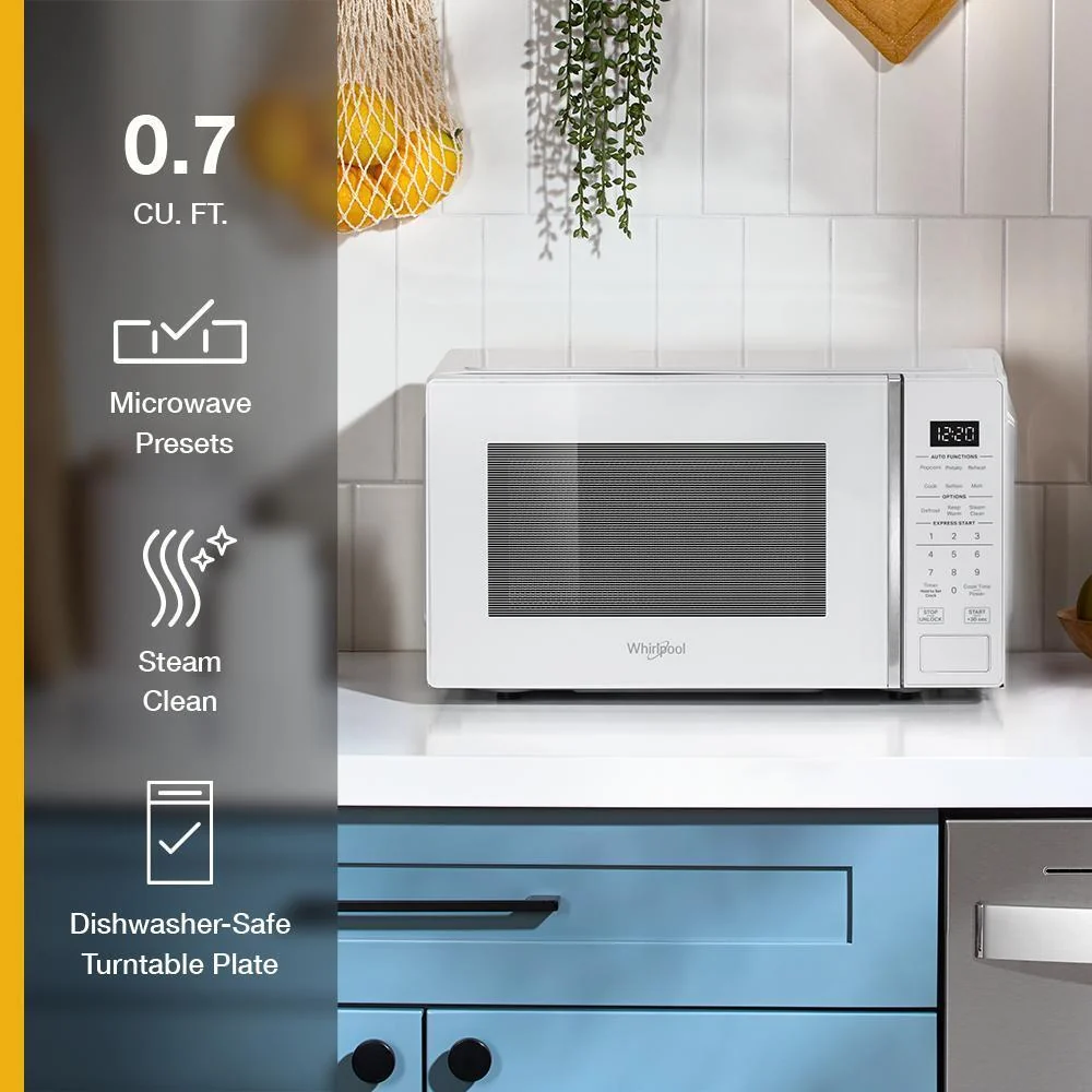 Whirlpool WMCS3018RW 0.7 cu. ft. White Countertop Microwave With Steam Clean - 700 watt - Image 12