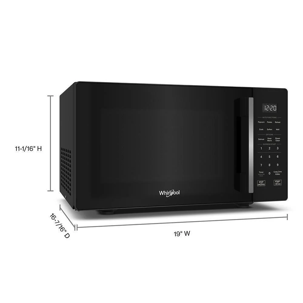 Whirlpool WMCS3019RB 0.9 cu. ft. Black Countertop Microwave With Steam Clean - 900 watt - Image 7