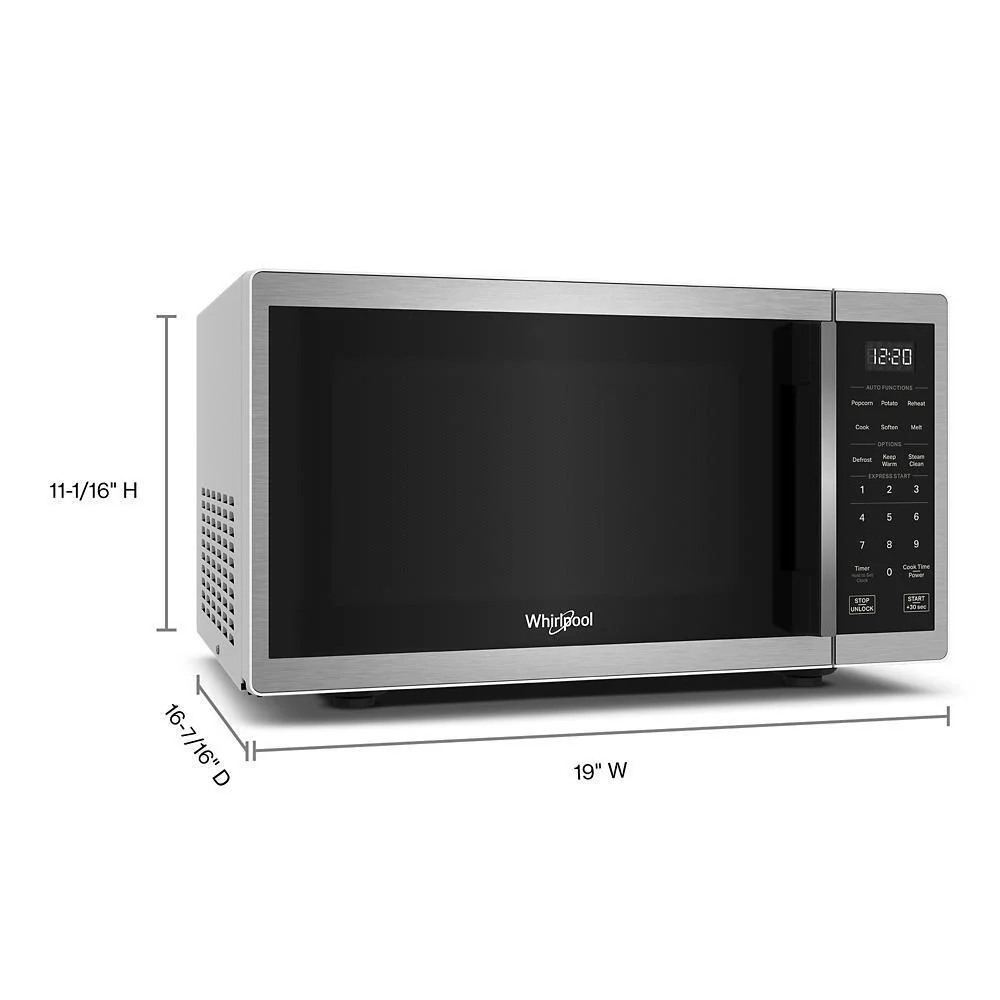 Whirlpool WMCS3019RS 0.9 cu. ft. Stainless Steel Countertop Microwave With Steam Clean - 900 watt - Image 8