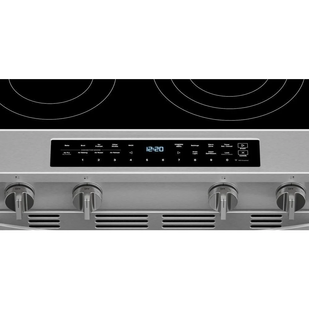Whirlpool WSES7530RZ 30-inch Smart Slide in Electric Range with Air Cooking Technology, No Preheat Air Fry, WipeClean™ Coating, Steam/Self Clean and High Speed Preheat - Image 9
