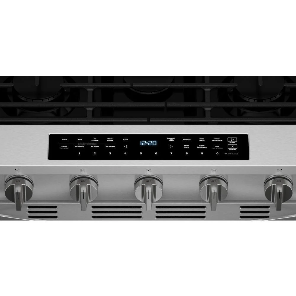 Whirlpool WSGS7530RZ 30-inch Smart Slide In Gas Range with Air Cooking Technology, No Preheat Air Fry, Steam/Self Clean and High Speed Preheat - Image 10
