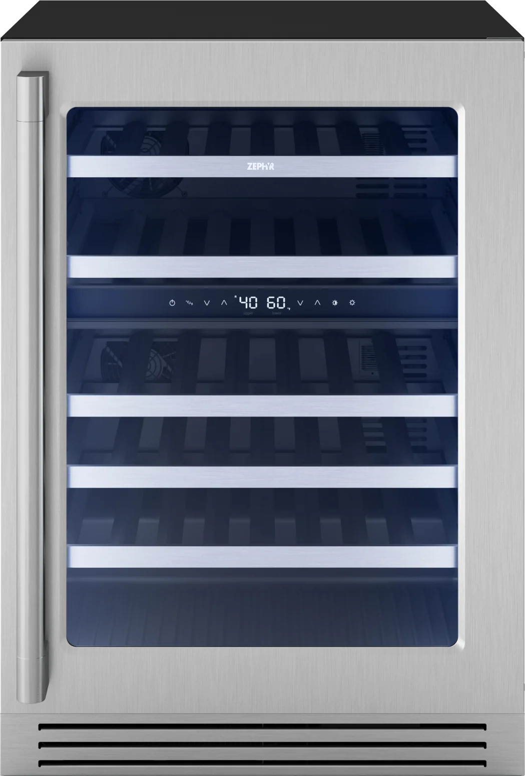 Zephyr PRPW24C02CG Presrv Pro Wine Cooler, 24in Under Cabinet, SS+Glass, Reverse Door, 2 Zone - Image 3