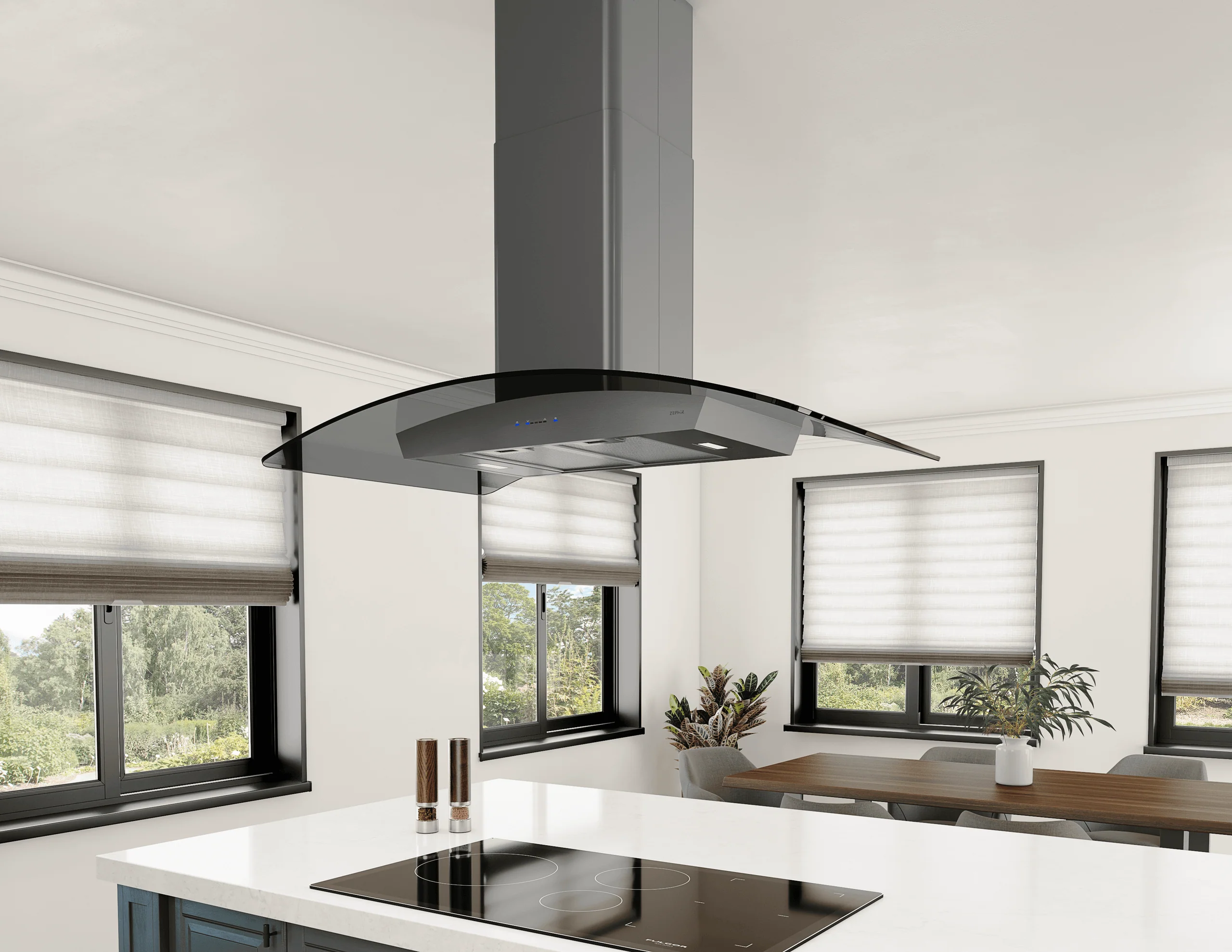 Zephyr ZREM90BBSGG Ravenna Island, 90cm, Black SS+Gray Glass, LED - Image 7