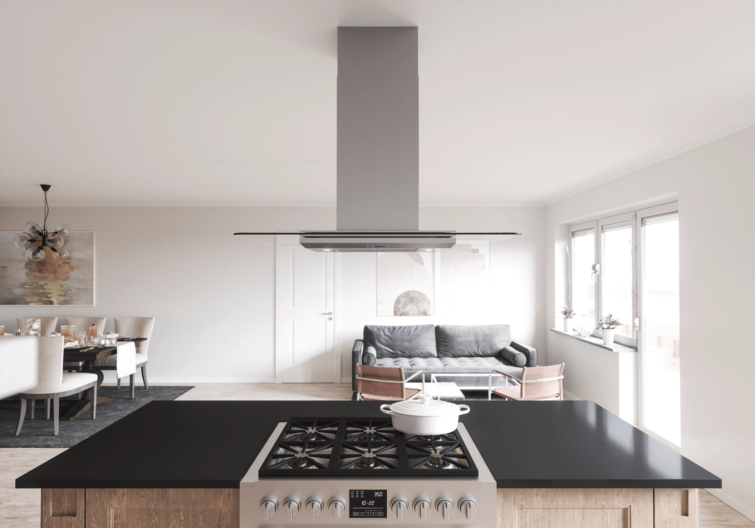 Zephyr ZVNM90BG Verona, Island, 90cm, SS+Glass, LED, ACT - Image 4